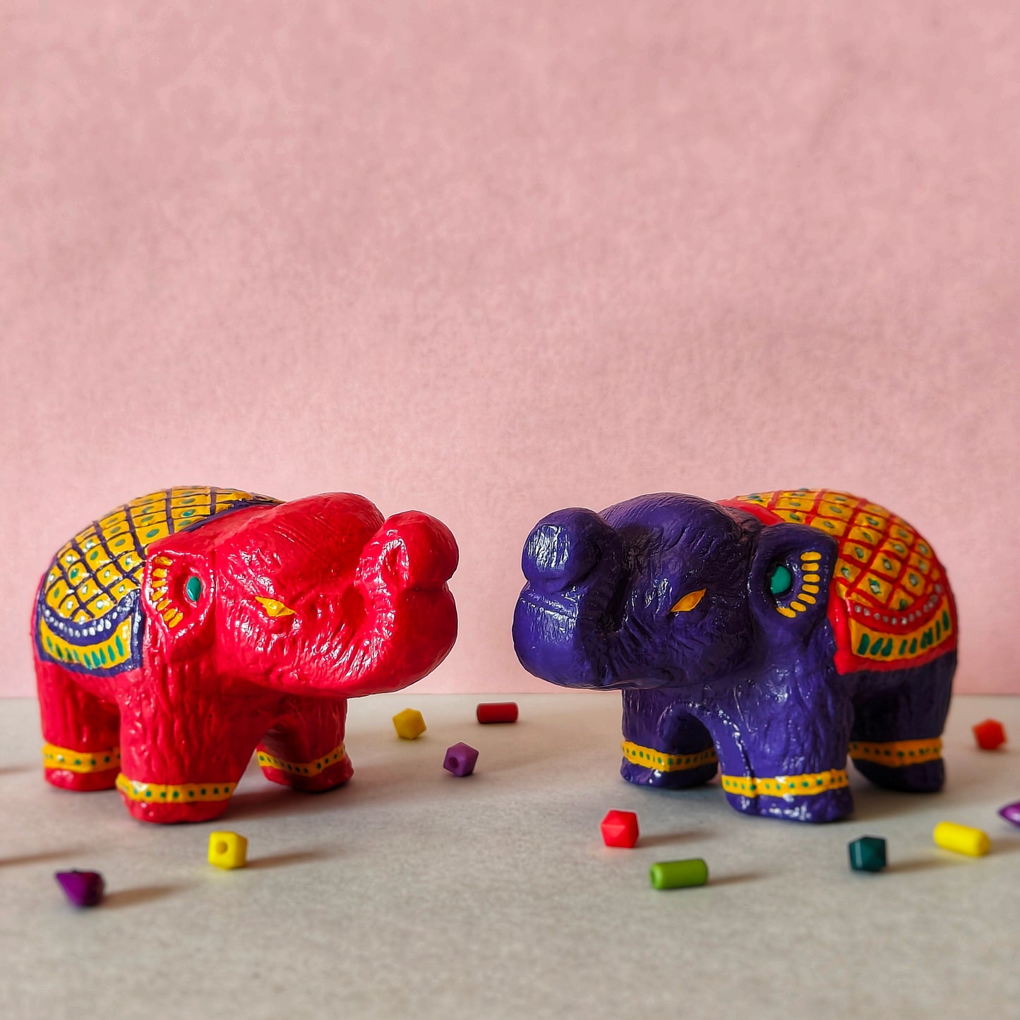 Blush and Bloom Mini elephant statues