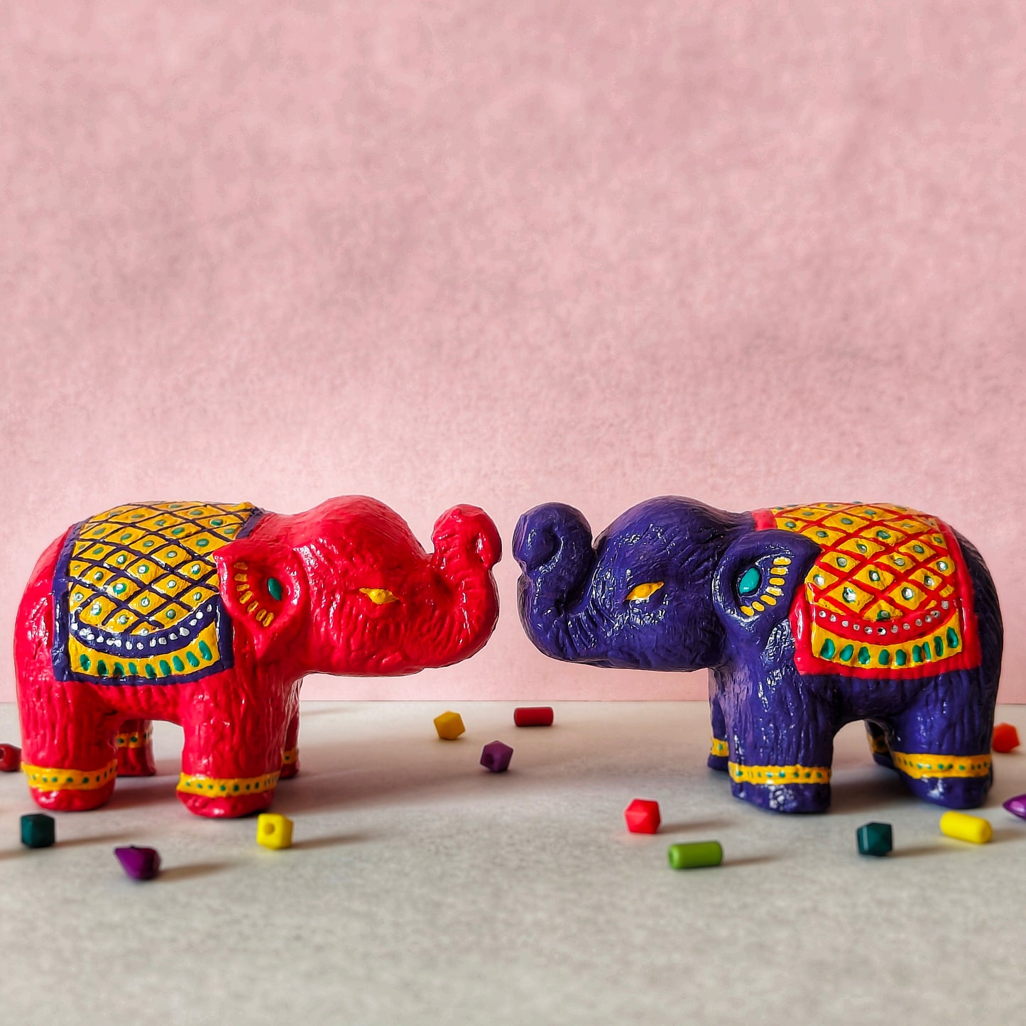 Blush and Bloom Mini elephant statues