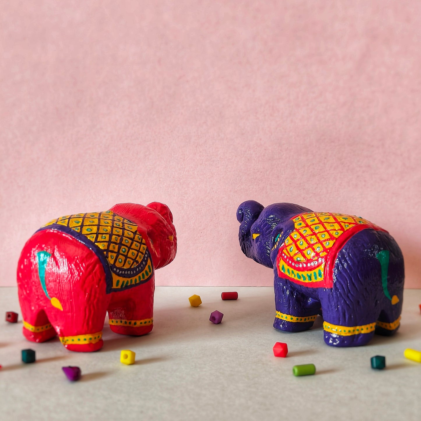 Blush and Bloom Mini elephant statues