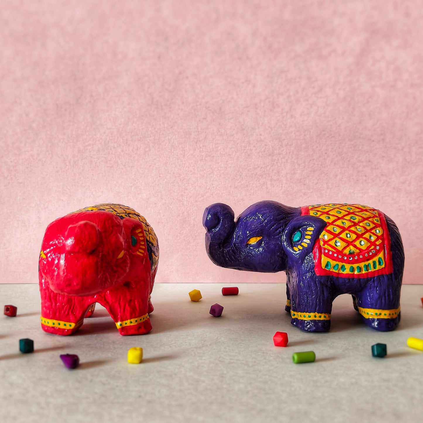 Blush and Bloom Mini elephant statues